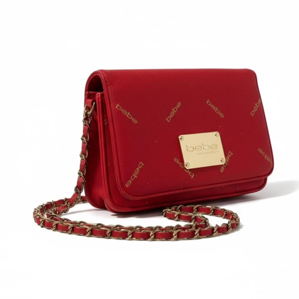 Bebe Red Crossbody Chain Strap Shoulder Bag